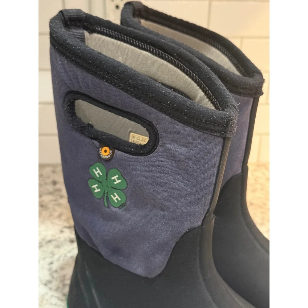 Bogs Classic 4-H Boots Kids Size 2 Navy Fair Waterproof Insulated 72586-001